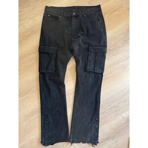Sumwon Snap Button Ankle Frayed Hem Cargo Pants Black - Size XL